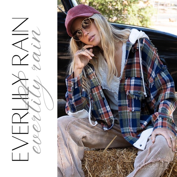 POL Plaid Hooded Shirt Jacket - Picture 3 of 14